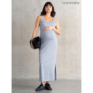 Seraphine Maternity Nursing Bodycon Dress Grey Stretch Size 8